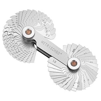 QWORK Screw Thread Pitch Gauge Tool, Metric, Imperial & US Screw Gauge, Pitch Cutting Gauge Caliper Gages Measuring Tool, 55 Degree & Metric 60 Degree Thread Pitch Gauge