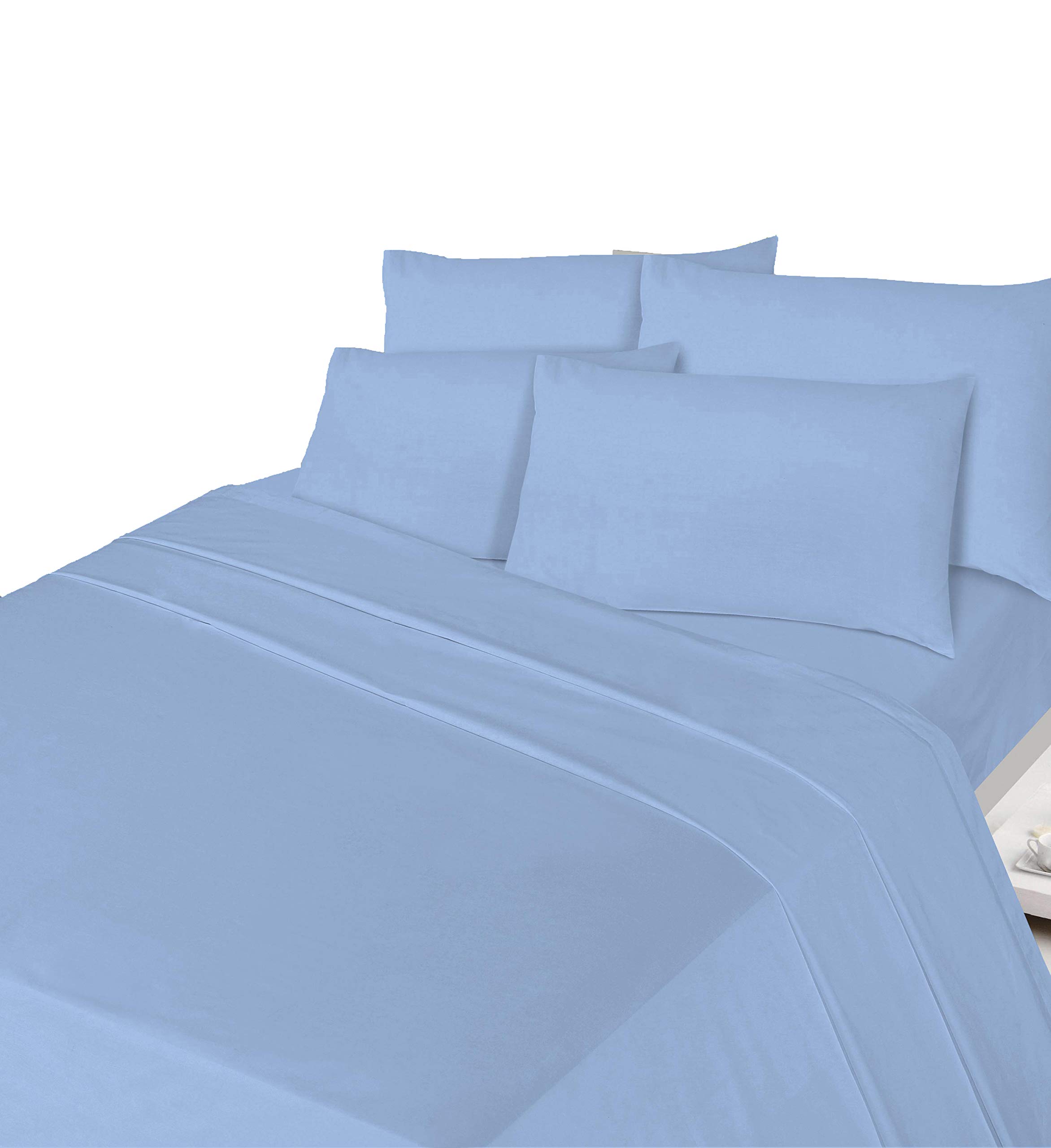AmigoZone Thermal flannelette 100% brushed cotton flat sheets Or Pillow Pair plain luxury new (Pillowcases Pair, Blue) — image 1