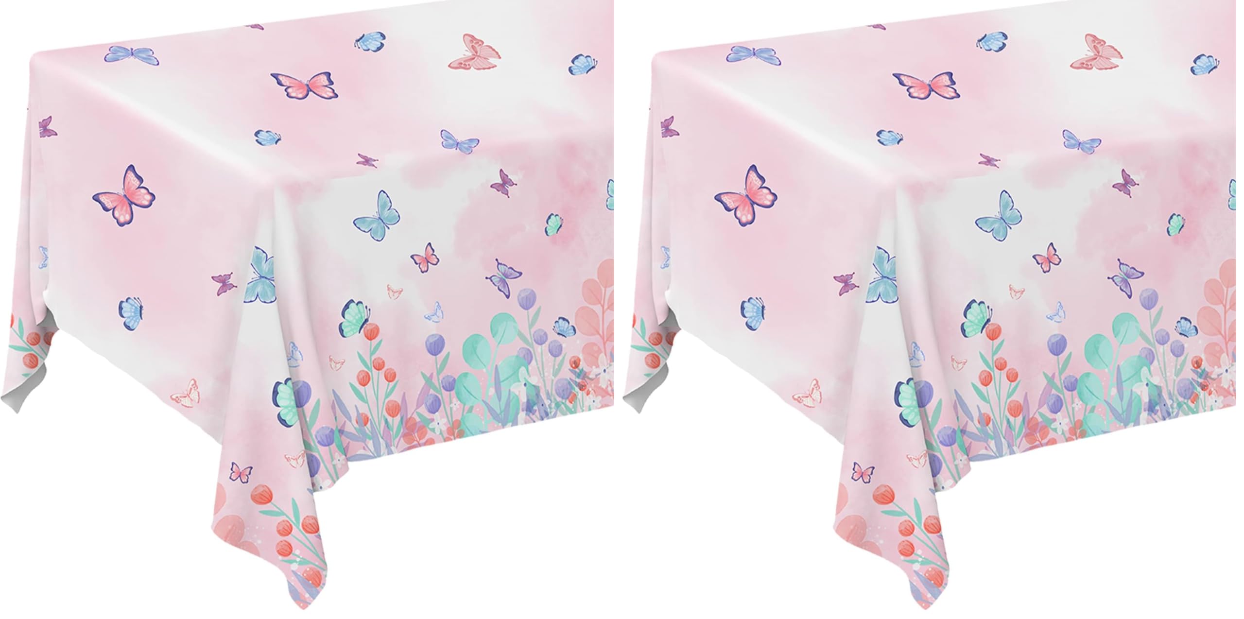 Gatherfun Butterfly Disposable Tablecloth, Plastic Table Cover for Kid’s Birthday Party, 3 PCS, 54”x 108” (Pack of 2)