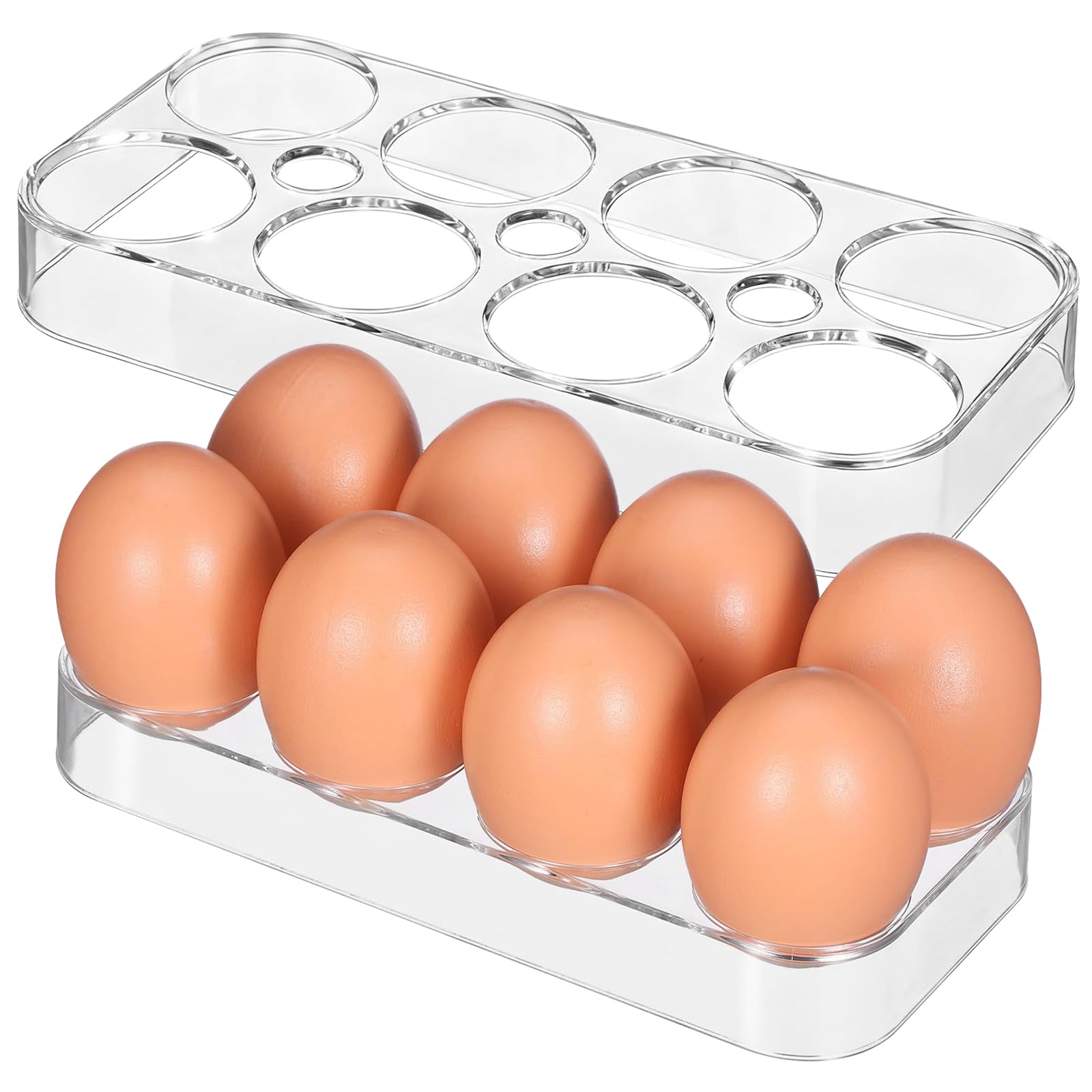 2 Piezas Porta Huevos para Nevera, 17.5 x 8.5 x 2.2cm Hueveras para Frigorifico, Caja de Almacenamiento de Huevos con 8 Compartimentos, Práctico y Conveniente, para Cocinas y Frigoríficos