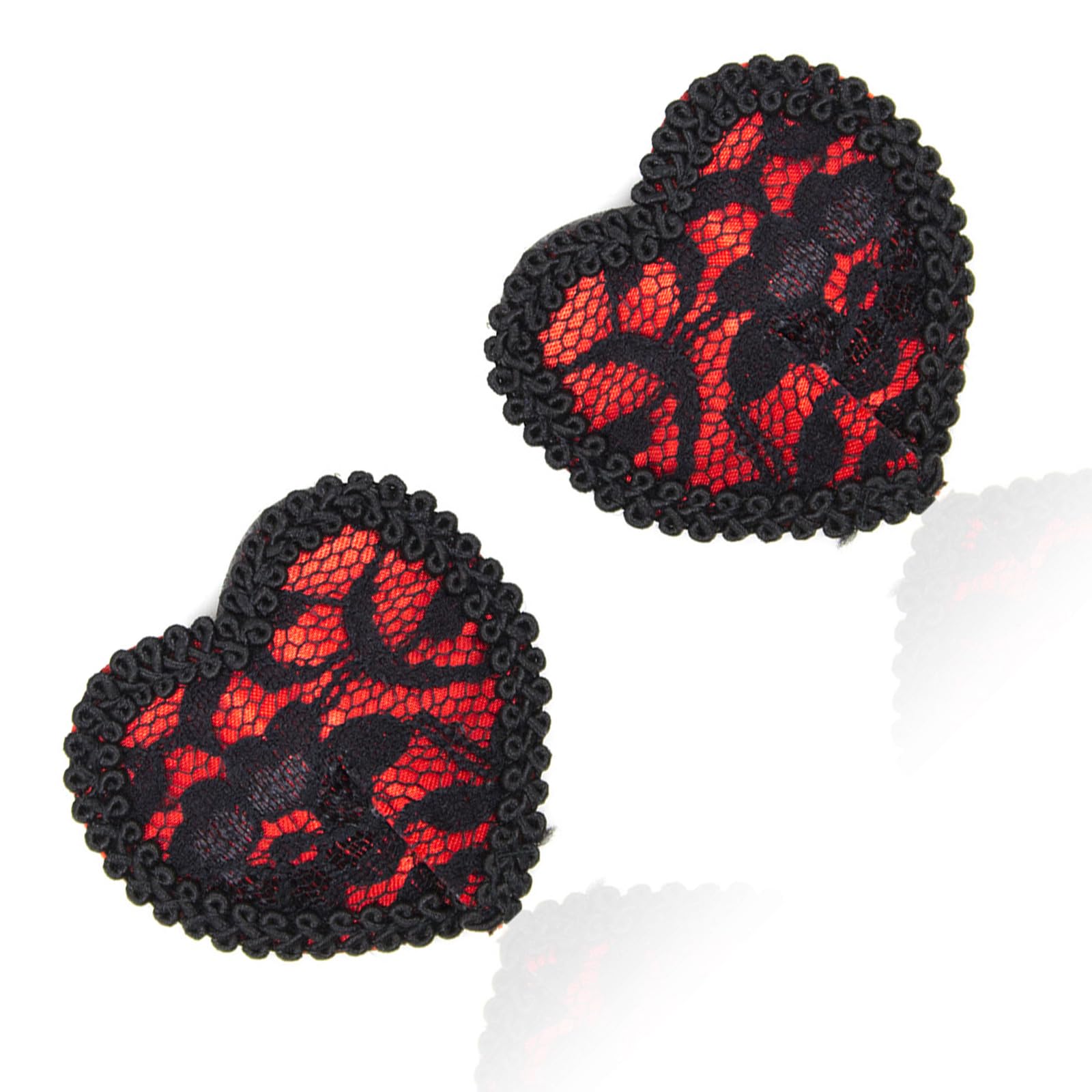 Limtula Women's Red Heart Shape Lace Silicone Nipple Covers Chest Stickers Reusable Adhesive Breast Pasties Invisible Sticky Bra For