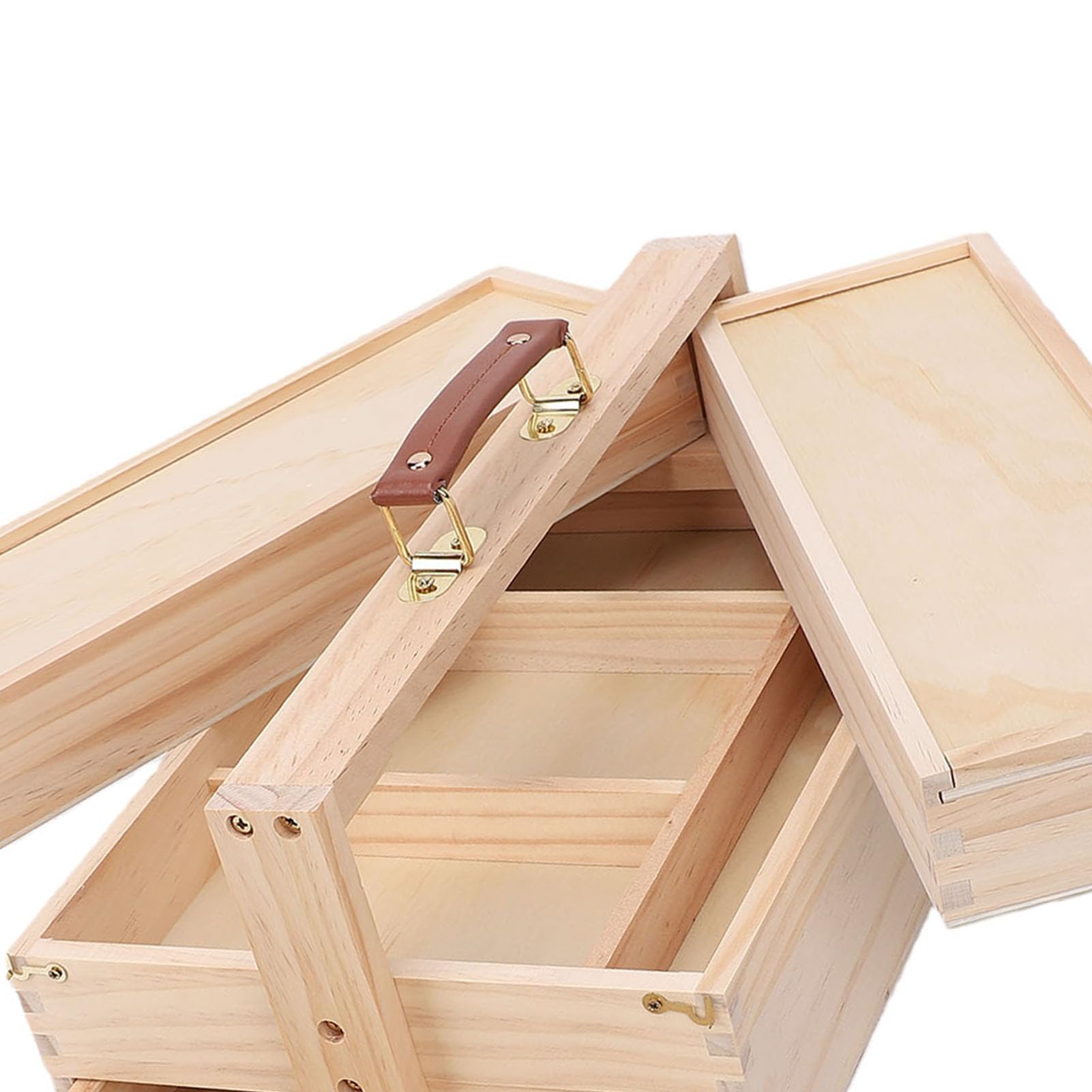 Cosiki Pudełko do Przechowywania Narzędzi Artystycznych Wielofunkcyjny Drewniany Organizer na Materiały z szufladą do Domowego Studia Szkolnego 36,2x23,5x14,92 Cm