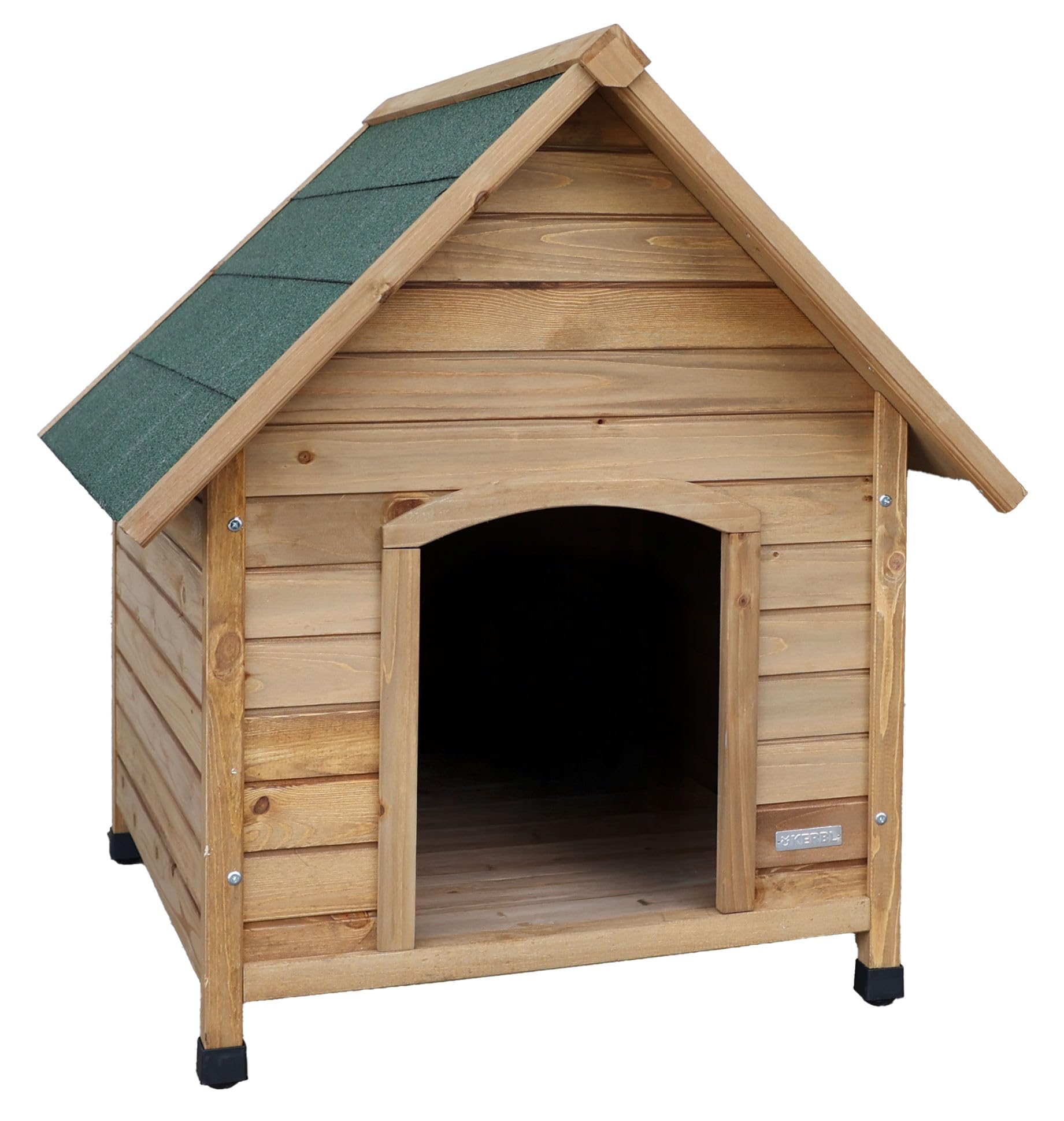 Kerbl Pet Hundehütte, Hundehaus, braun/grün, 85x73x80cm, Holz, wetterfest, Hunde, höhenverstellbare Füße, Bitumendach