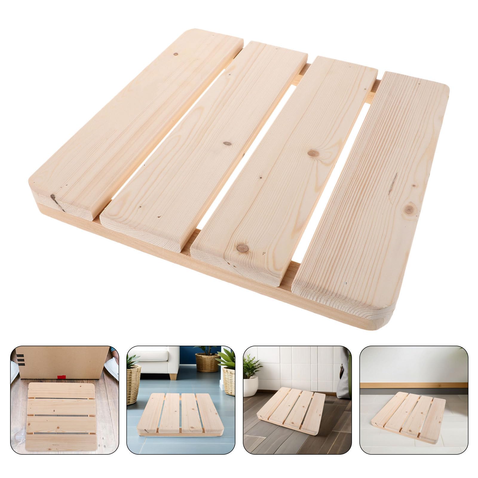 PACKOVE 2 Piezas Alfombra de Ducha de Madera Maciza Antideslizante Listones, Fácil de Limpiar Suelo Elevado de 30cm para Baño, SPA o Sauna Instalación Sencilla