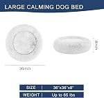 Lit de chien calmant, lit anti-anxiété pour animaux de compagnie Fluffy Faux Fur Donut Cat Bed, lavable et auto-échauffant lit de chien avec fond résistant à la glissade pour les grands chiens jusqu'à 65 Lbs