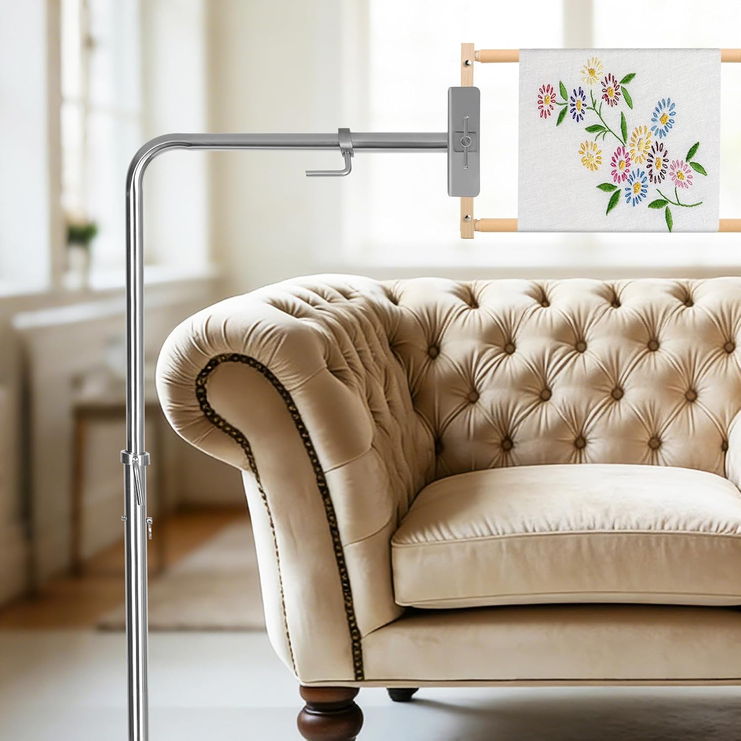 MARGAR Workstand Extension Pole, exclusively embroidery workstands, Adjustable Height, Designed for Wide Sofas, Heavy Duty Metal Construction, Stable Support, Tool Free Installation