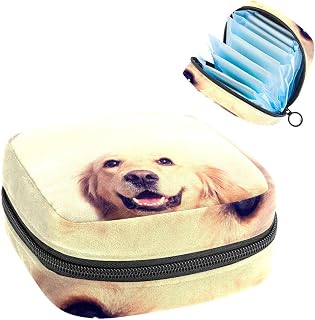 Period Pouch, Portable Tampon Storage Bag for Sanitary Napkins, Dog Golden Retriever, Multicolor, 4.7x6.6x6.6 in/12x17x17 cm