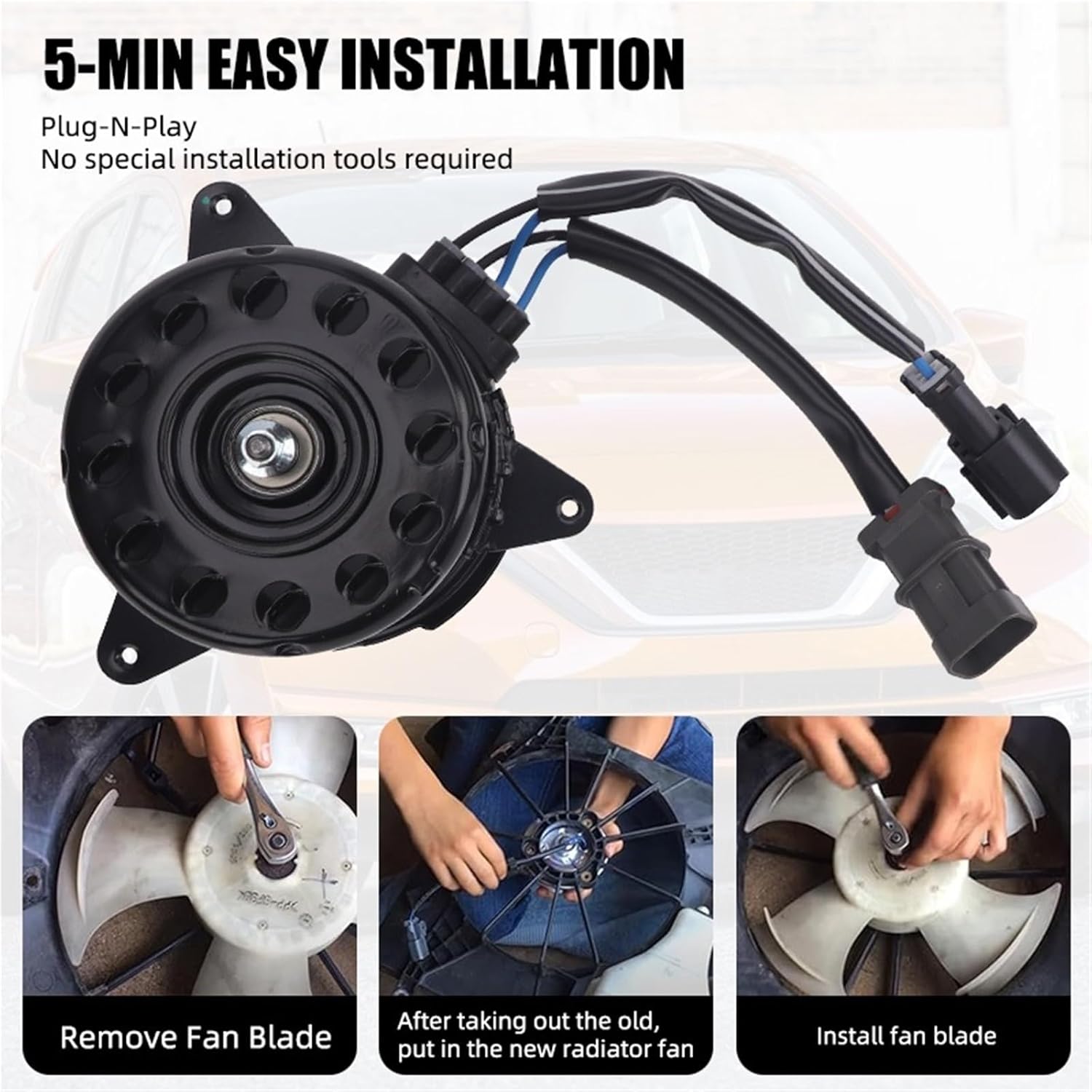 Radiator Cooling Fan Motor Compatible With Nissan Juke 2014 2015 2016 2017 2018 2019 21487-1KA0E 214871KA0E Car Replacement Accessories