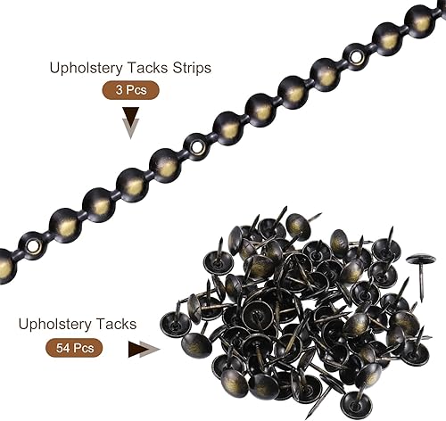 Miniatura 8 de uxcell 3 tiras de tachuelas de tapicería, adornos de uñas decorativos brillantes de 3.3 ft para sofá, cabecero, silla, muebles con clavos de