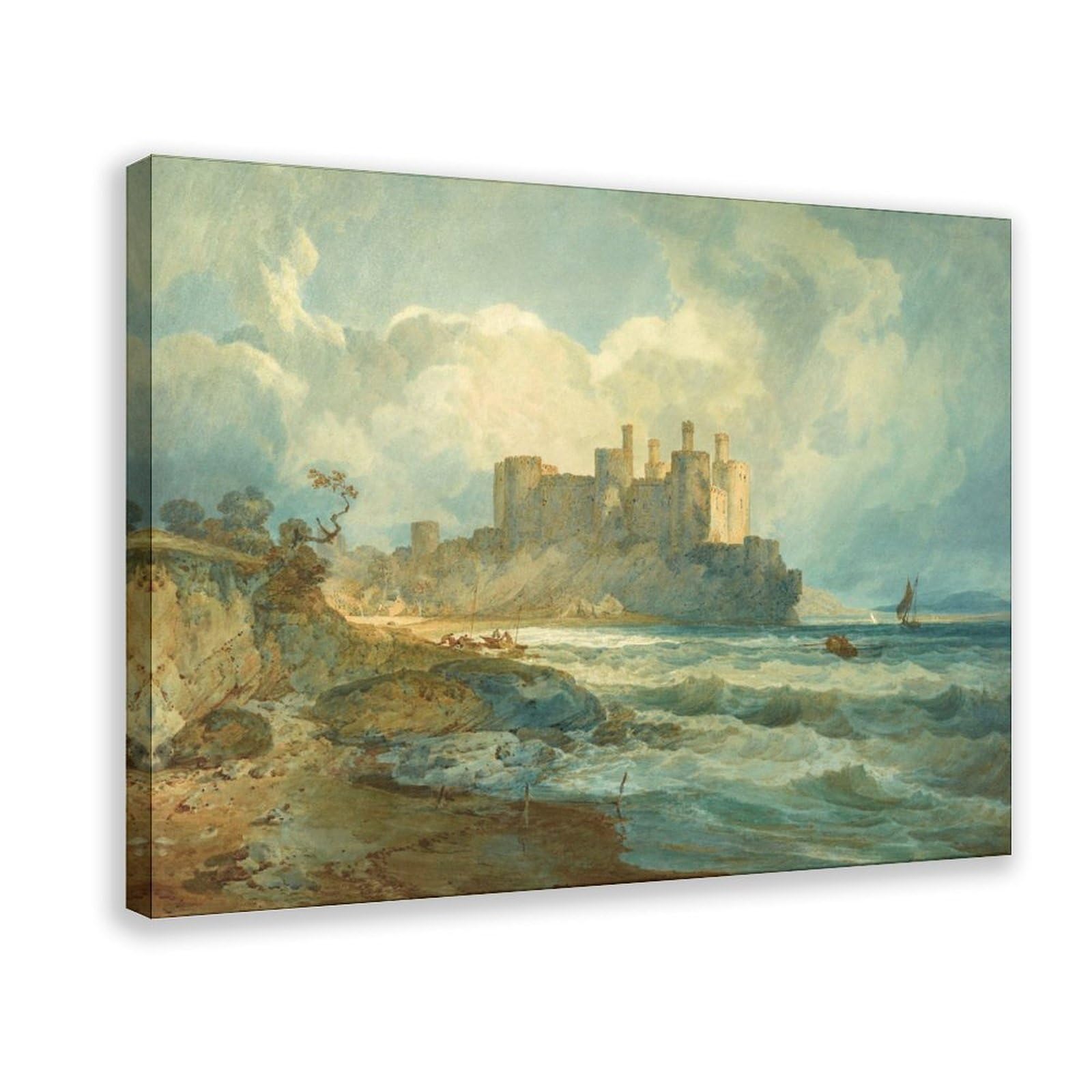 DFJyjFGJJ Joseph Mallord William Turner,Conway Castle, North Wales, 1798 Canvas Poster Bedroom Sports Landscape Office Room Decor Gift 16" L X 24" W