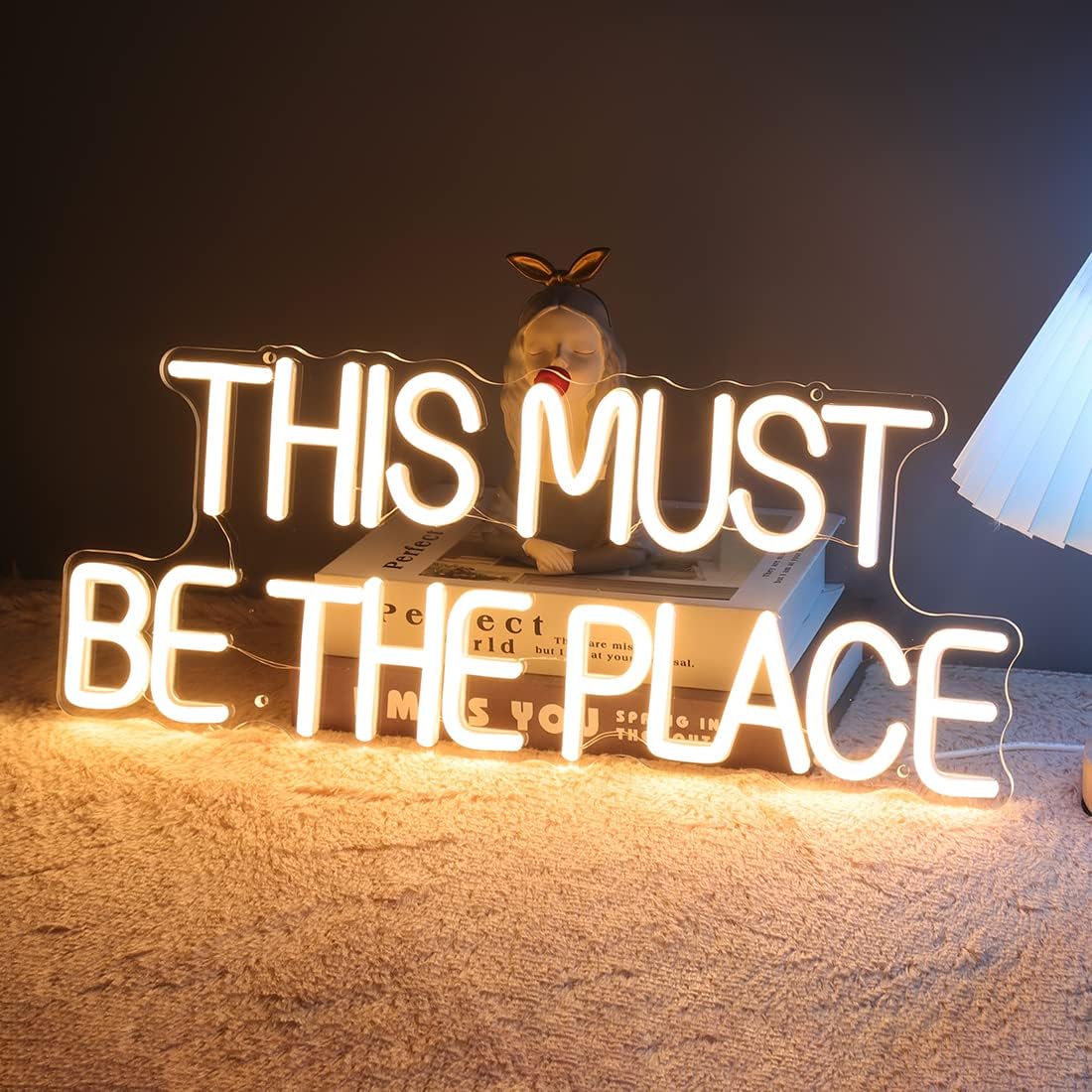 Britrio This Must Be The Place Neon Sign Light Home Wall Art Bedroom Dorm Office Living Room Game Room Man Cave Business Cafe Store Decor Wedding Birthday Party Gift Warm White