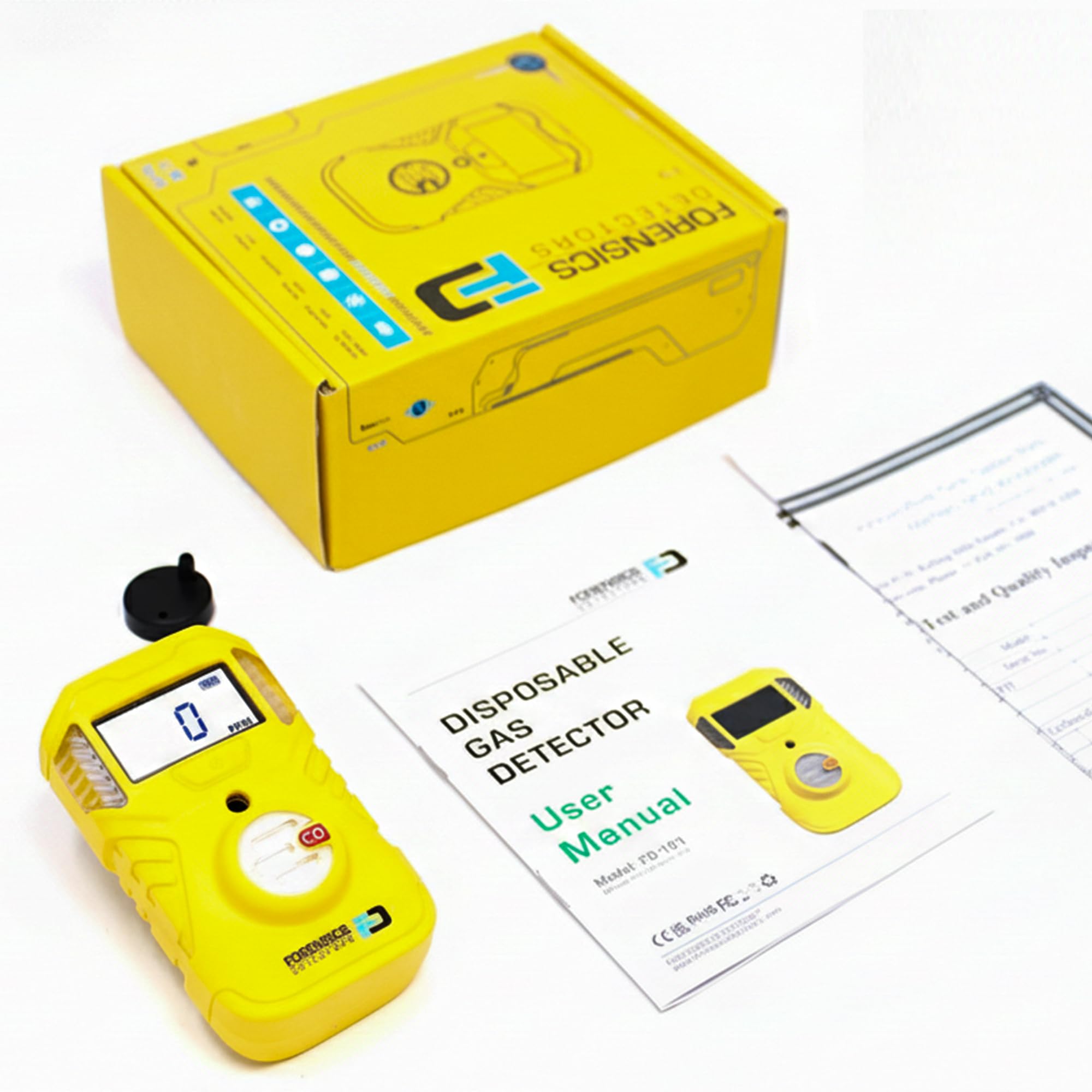 Tragbarer Kohlenmonoxid-Detektor (CO) | EU-Kalibrierzertifikat | Batterielaufzeit 2 Jahre | Sturztest aus 10 Fuß Bestanden | Schutzart IP67