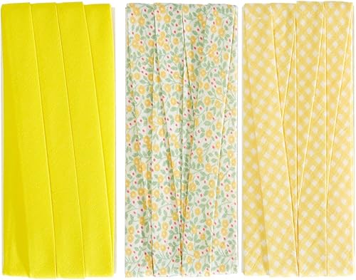 Miniatura 9 de Wrights Cinta al bies extra ancha de doble pliegue de 12 pulgada para acolchar y coser, 27 yardas en total, color amarillo, 9 piezas