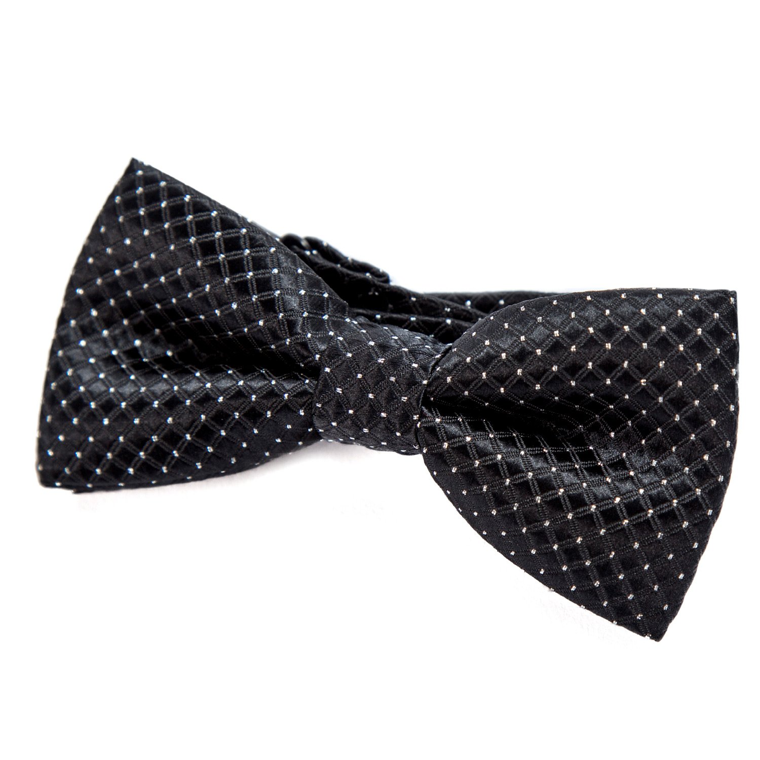 DonDon Elegancka mucha dziecięca chłopięca zawiązana z regulowaną długością paska 9 x 4,5 cm z połyskiem w srebrne kropki