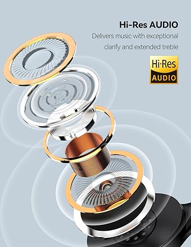 Miniatura 3 de TECKNET Auriculares Bluetooth sobre la oreja, 65 horas de reproducción y 3 modos de ecualización, auriculares inalámbricos con micrófono,