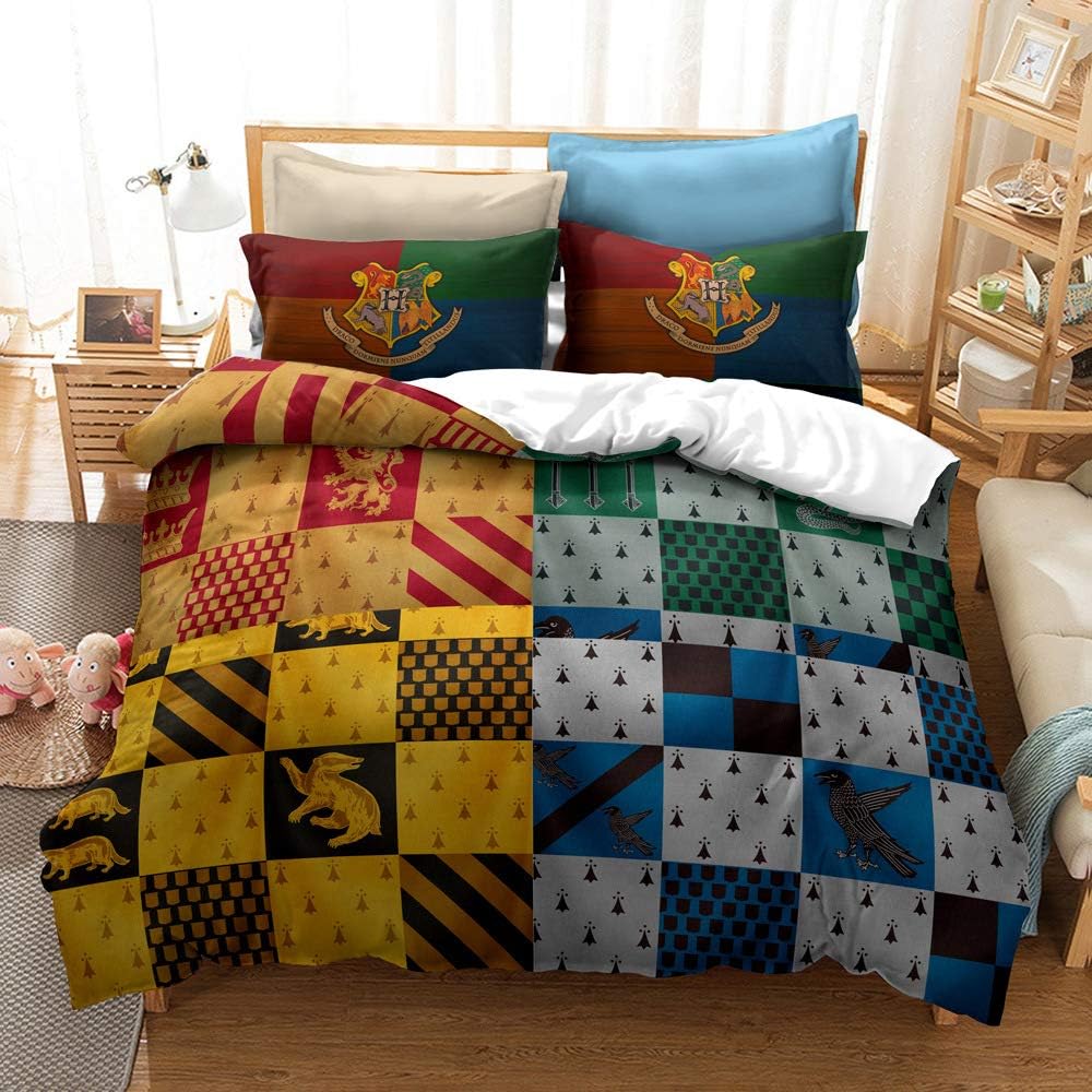 ZXX. 3D Harry Potters Duvet Cover Set 3 Piece Kids Boys Cartoon Game Bedding Set,1 Duvet Cover 2 Pillowcases, No Comforter