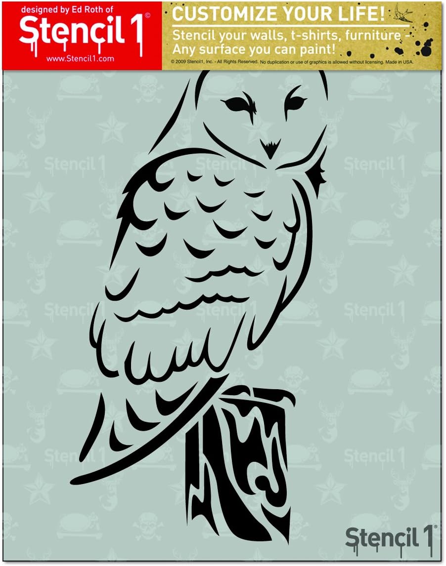 Stencil1 Barn Owl Stencil - Mylar Stencil for Crafts and Decor on Walls Fabric & Furniture Recyclable Art Craft - Reusable Stencils for Painting Size 8.5" x 11"