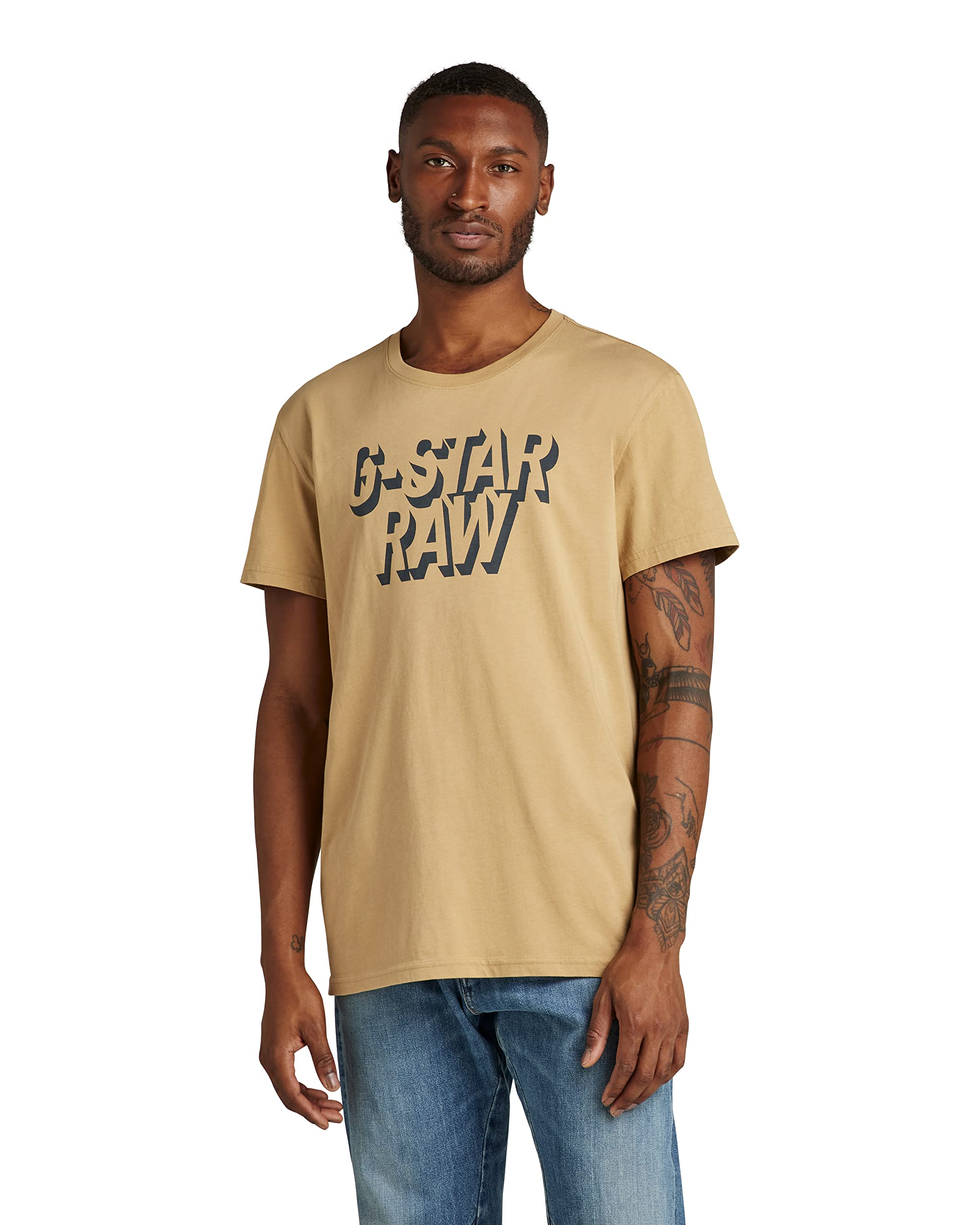 G-Star Men's Retro Shadow Graphic T-Shirt, Beige (prairie sand D22210-C506-D308), S