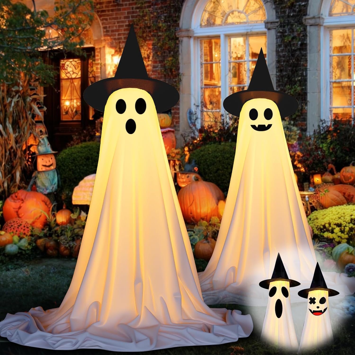 Similar Halloween Decorations-2 Packs Light Up Ghost Kit Adjusted Height 18.9'' to 52'', Halloween Decorations Outdoor, Spooky Cute Party Ghosts Decorations for Indoor Porch Front Door Yard Lawn Table