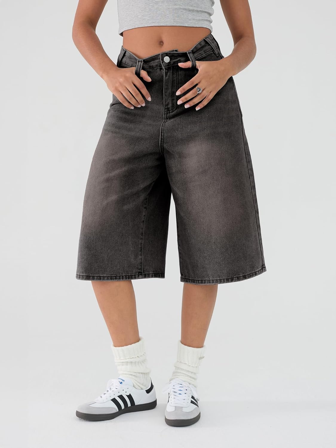 EMMIOL Women Jean Jorts Baggy Loose Fit Jean Shorts 2026 Summer Trendy Wide Leg Long Denim Shorts Y2K Clothes - Image 4