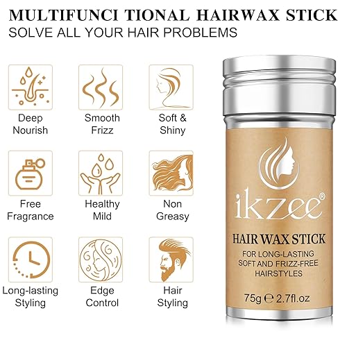 Miniatura 2 de Barra de cera para el cabello, cabello suave y brillante, control de bordes, no graso, nutrición profunda, encrespamiento suave, fragancia libre,