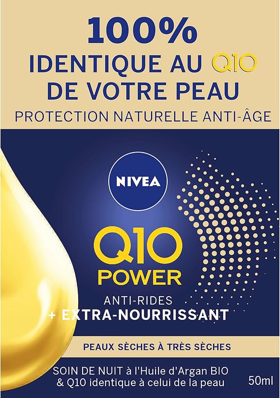 Q10 Anti Wrinkle Extra Nourishing Night Care Cream 50ml, Dry and Mature Skin, Argan Oil