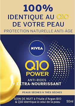 Q10 Anti Wrinkle Extra Nourishing Night Care Cream 50ml, Dry and Mature Skin, Argan Oil