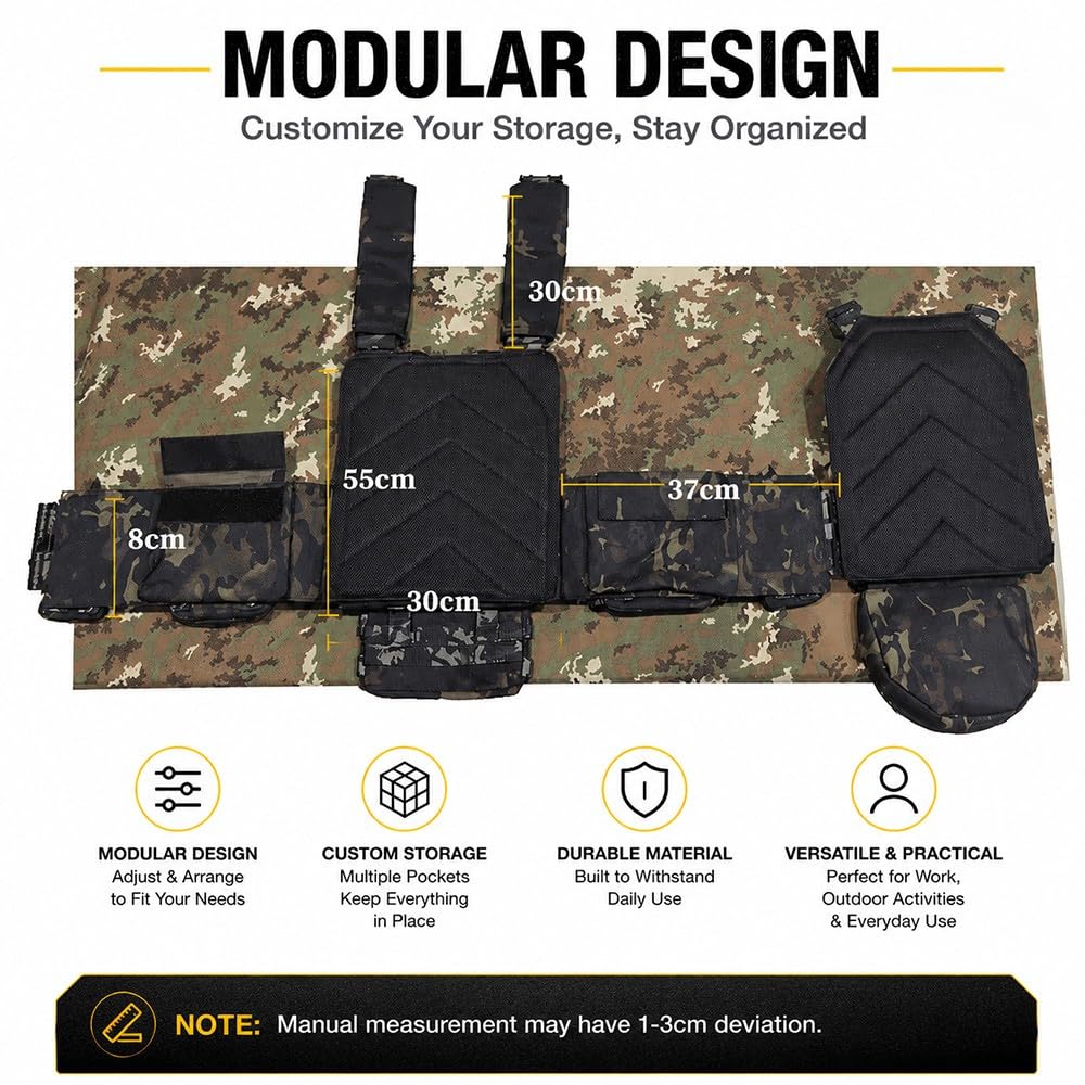 Taktische MOLLE Weste Mit Mehreren Taschen, Verstellbares Leichtes Chest Rig Aus 1000D Polyester Outdoor Ausrüstungsweste Für Wandern Angeln Jagd Und Freizeitaktivitäten