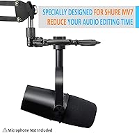 Vista 2 de SUNMON Shure MV7 Soporte de choque compatible con micrófono Shure MV7, soporte de choque MV7 reduce el ruido de la vibración, soporte de micrófono a