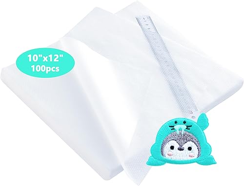 Craftido 12 x 10 pulgadas, 100 hojas invisibles de malla estabilizadora para aros de 5 x 7 pulgadas, peso ligero de 1.8 onzas para bordado a máquina