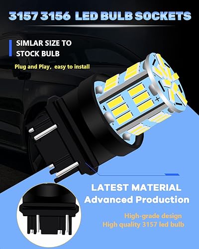 Miniatura 6 de UNXMRFF 3157 - Bombilla LED blanca superbrillante 4014 39-SMD 3156 3056 3057 4157 3047 4057 T25 3457, bombillas LED de repuesto para luces de freno,