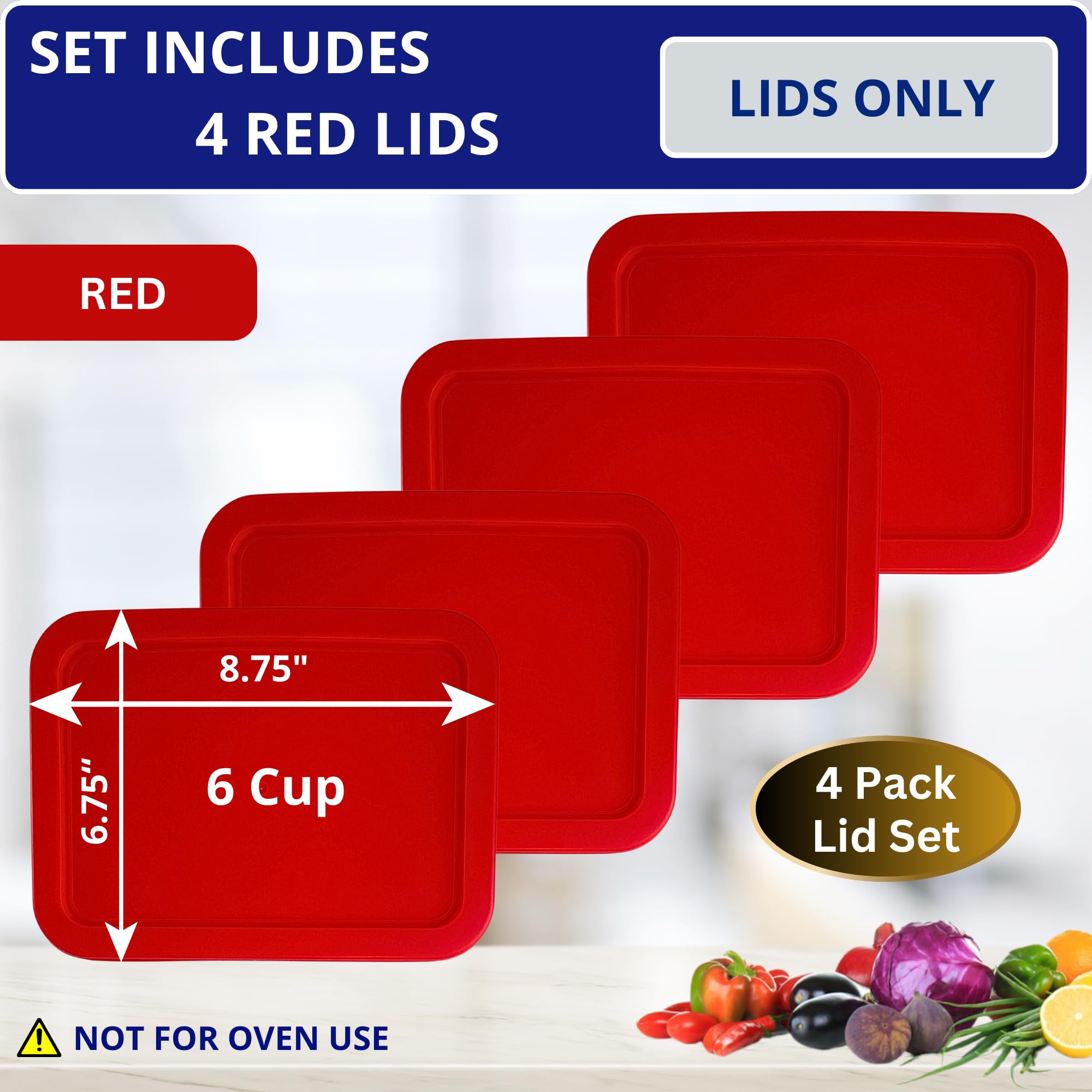 Amazon.com: 6 Cup/1.5 L Red Replacement Lids/Covers for Pyrex 7211