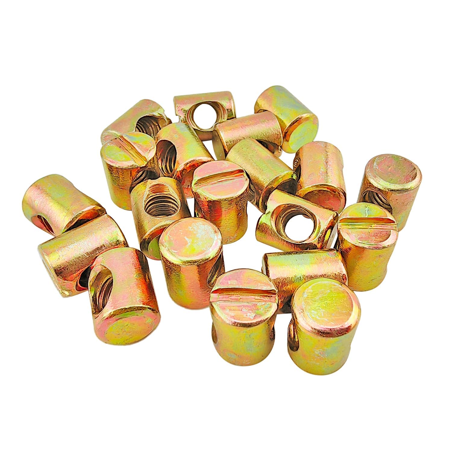 TOP-VIGOR 20Pcs Symmetric Furniture Barrel Nut, M8x20mm Durable Slotted Drive Dowels Bolts Nuts