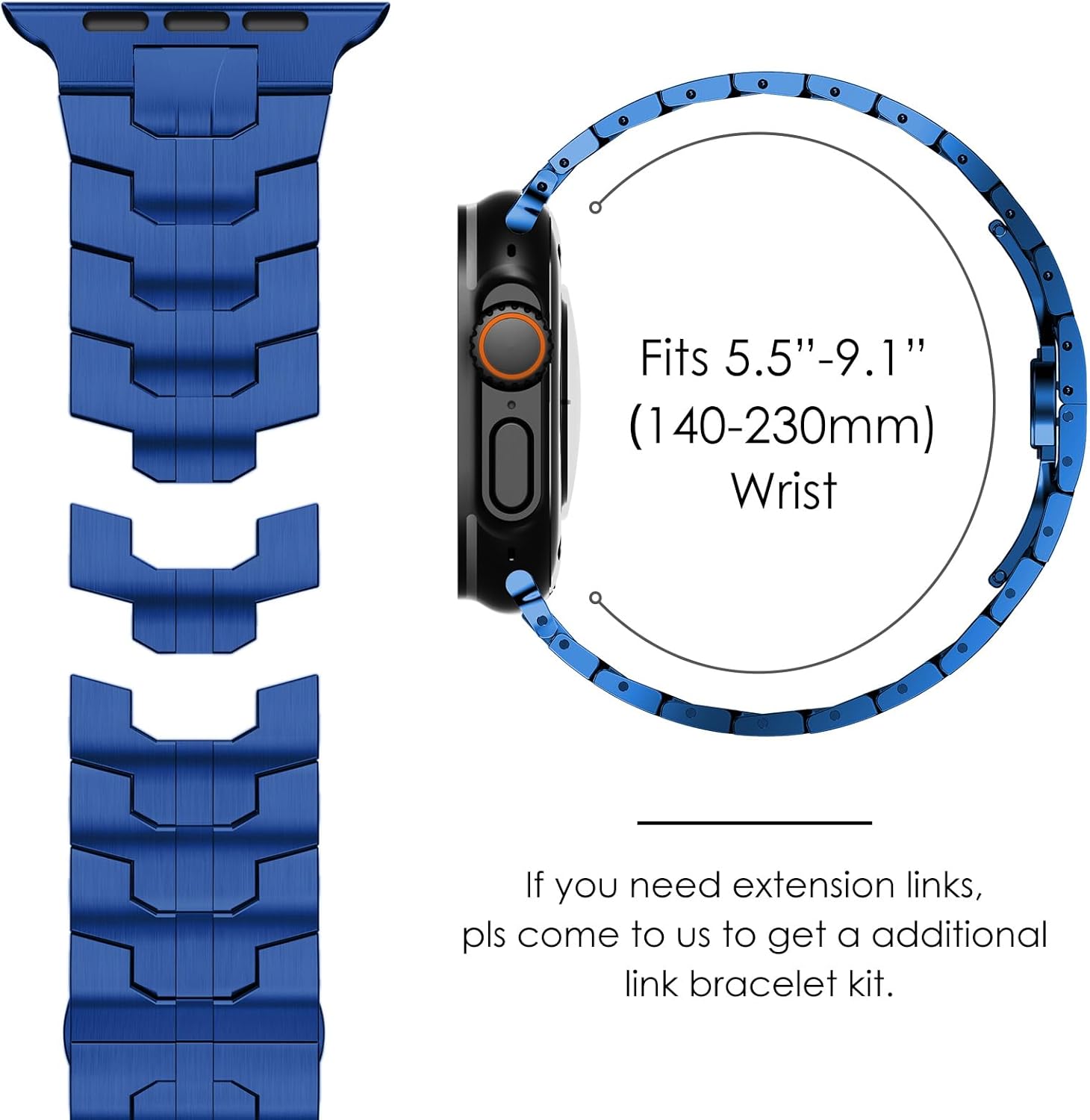 CHANCHY Stainless Steel Band for Apple Watch Band Apple Watch Ultra 3/2/1 Band 49mm, Series 11/10 46mm, 9/8/7 45mm, SE3/SE2/SE 6/5/4 44mm, 3/2/1 42mm, Metal Strap with Folding Clasp for Men, Titanium - Image 6