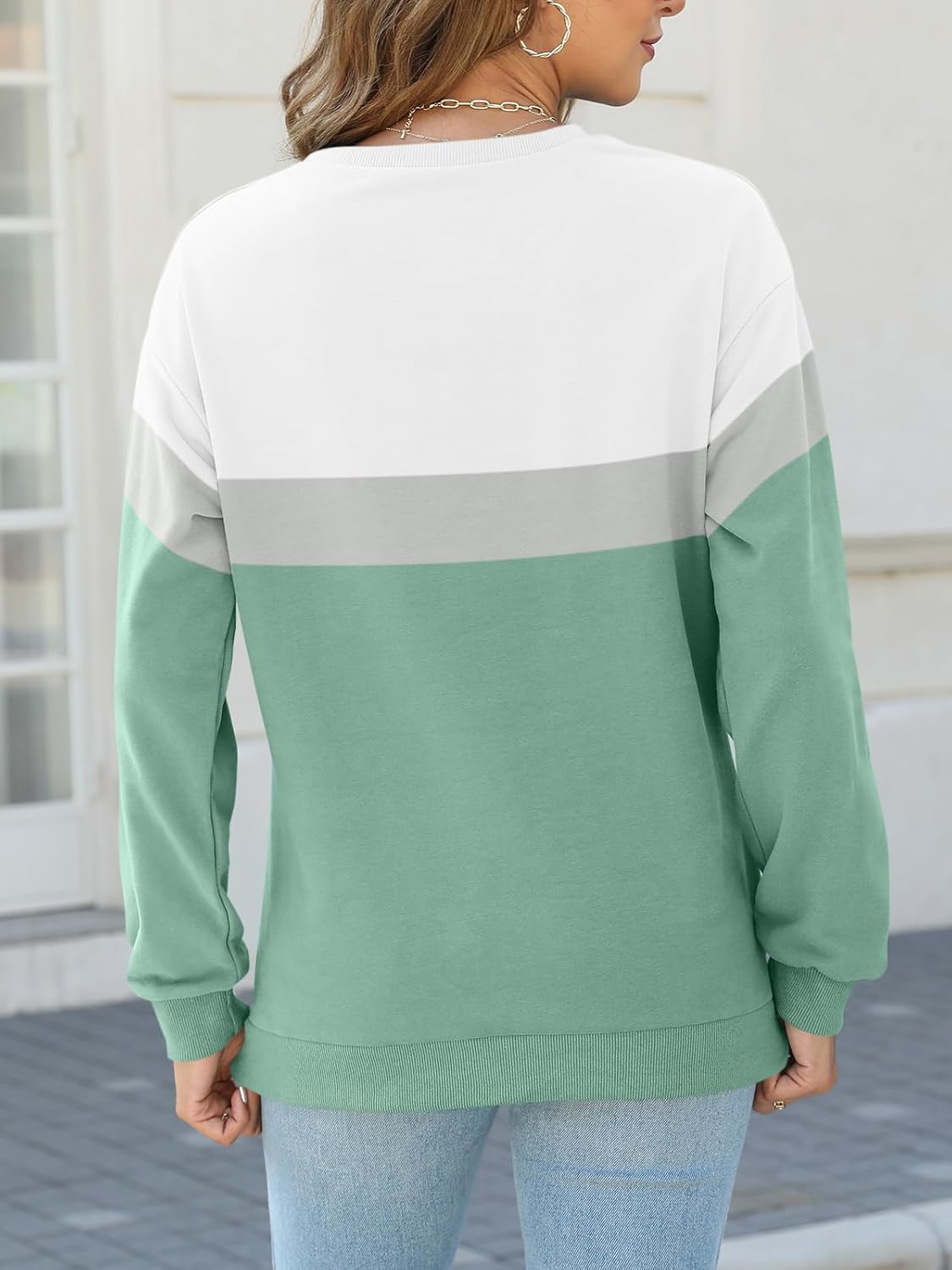 TICTICMIMI Women's Long Sleeve Tops Casual Color Block/Solid Cute Crewneck Sweatshirts Pullover Fall Shirts - Image 5
