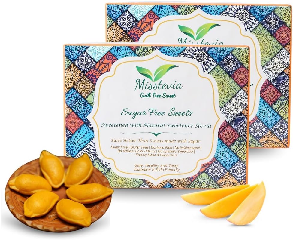Misstevia Sugar Free Mango Malai Sandesh | Stevia Sweetened Sugar Free Sweets | Healthy Mithai With Pure Khowa/mawa | Fresh Green Mango Pulp Desi Pure Ghee & Premium Cardamom Powder | 250g