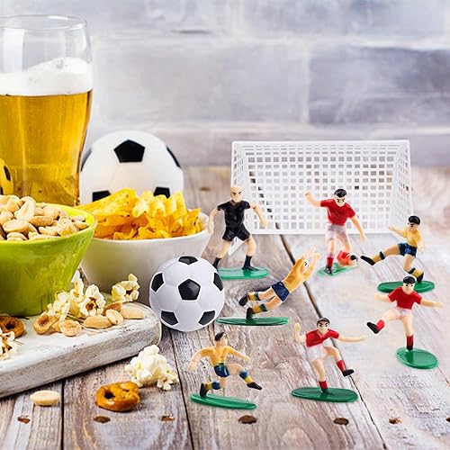 Miniatura 7 de Decoración para tartas de fútbol  18 piezas para balones de fútbol, jugadores, portería y cupcakes para hombres, suministros de fiesta temática