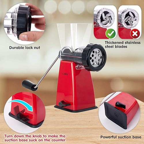 Miniatura 2 de Picadora manual de carne con cuchillas de acero inoxidable, resistente y potente base de succión para uso doméstico, rápido y sin esfuerzo, para
