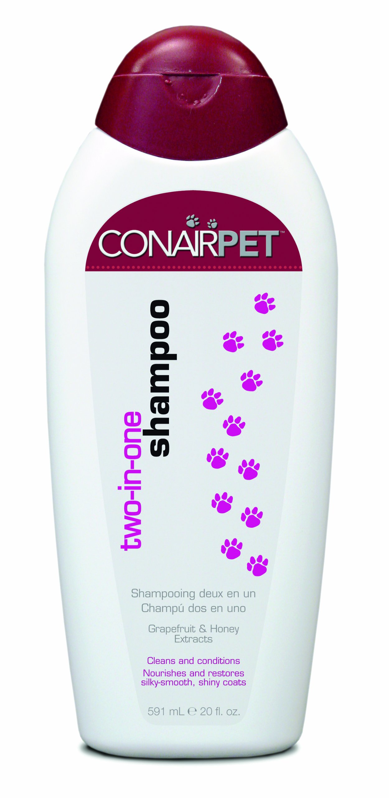 ConairPet 2 in 1 Shampoo and Conditioner with Grapefruit and Honey Extracts for Cats and Dogs, 20 Fluid Ounce