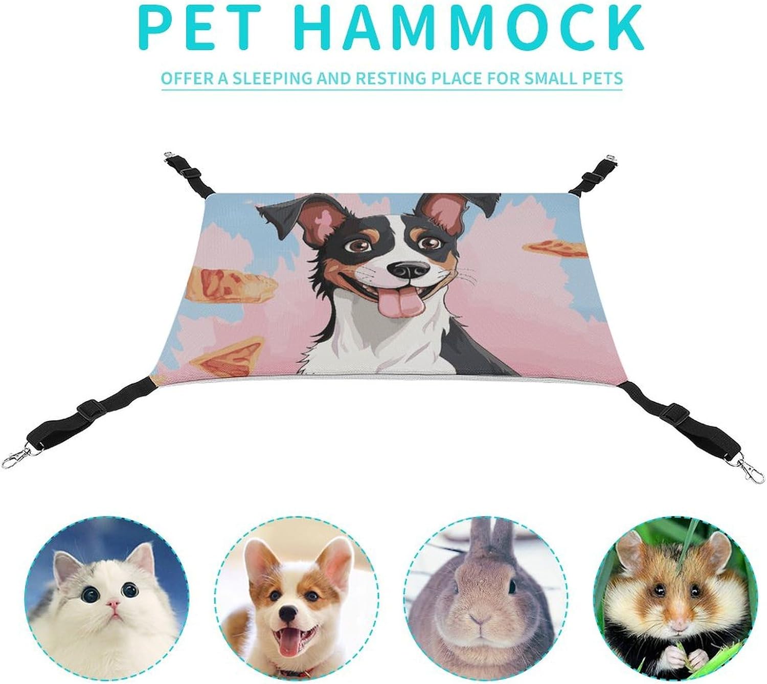 review Hanging Pet Hammock, Rat Terrier Dog Printed Soft Breathable Pet Hammock with Adjustable Straps and Metal Hooks for Cats Small Dogs Rabbits Sugar Gliders