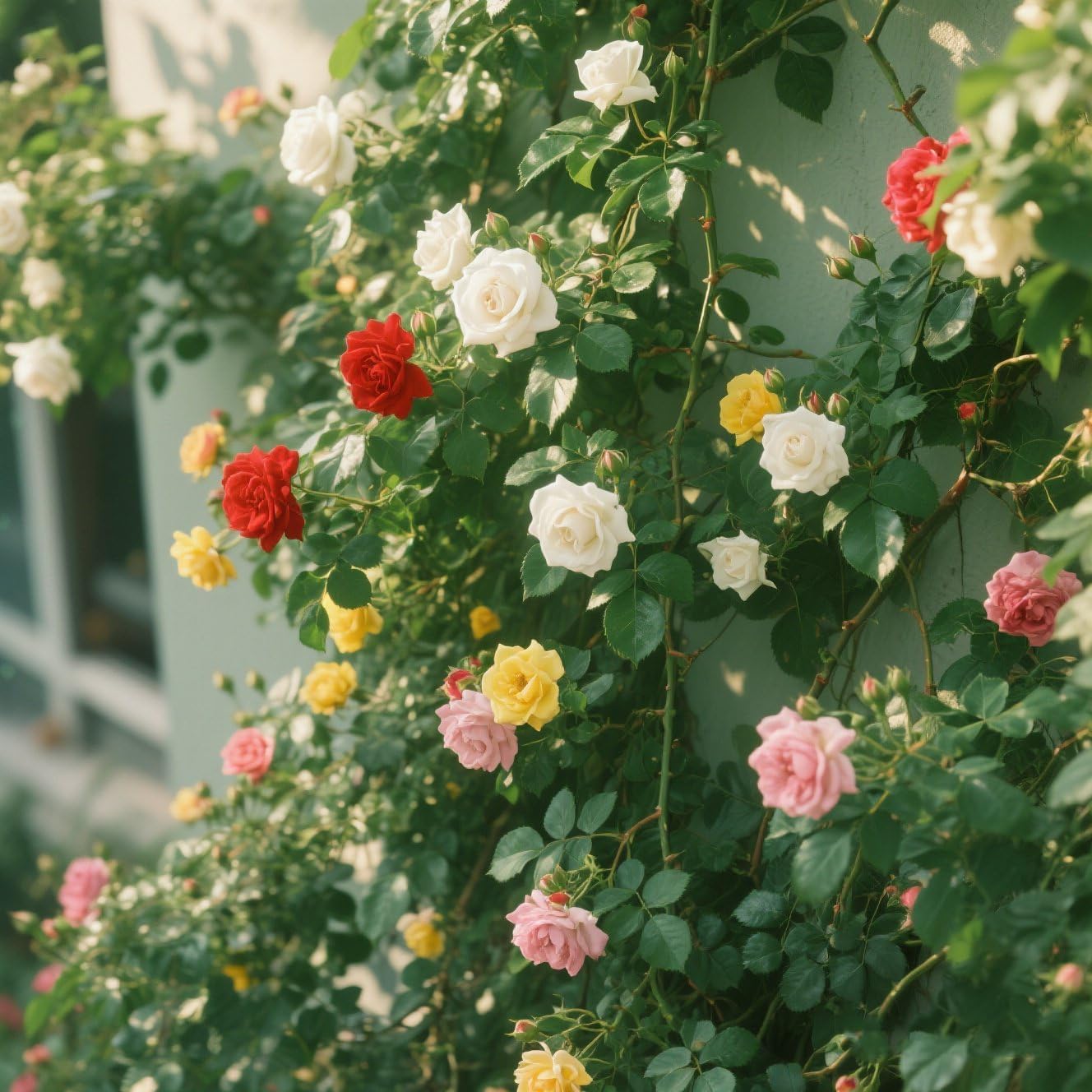 300+ Specimenti di Rosa Rampicante, Pianta Ornamentale Rampicante con Fiori Eleganti per Giardino e Recinzioni