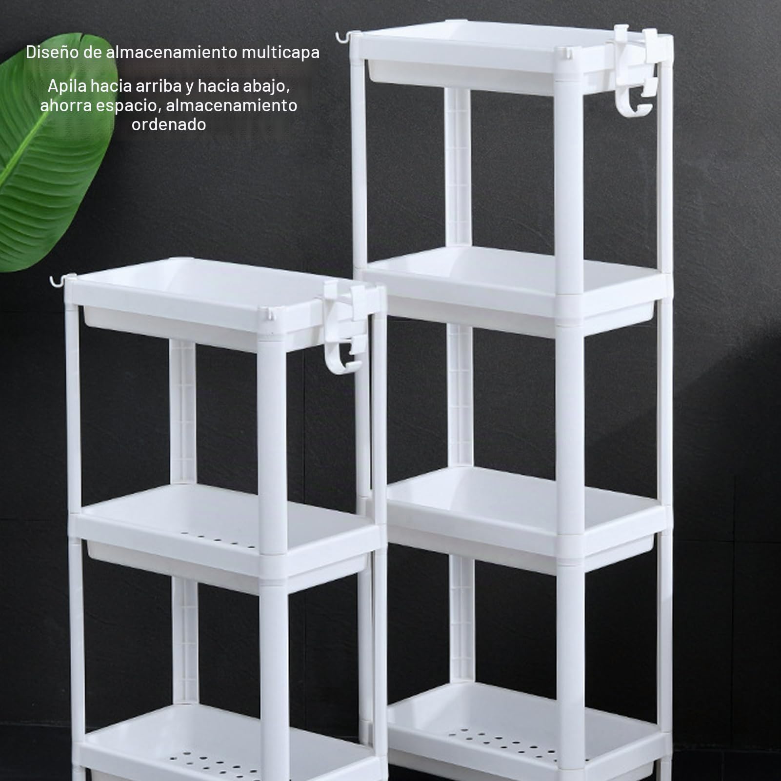 Estante de Torre de Baño, Estante de Almacenamiento Independiente de Plástico, Organizador, Estantería Multifuncional para Sala de Estar, Dormitorio, Cocina, Blanco (3 Capas)