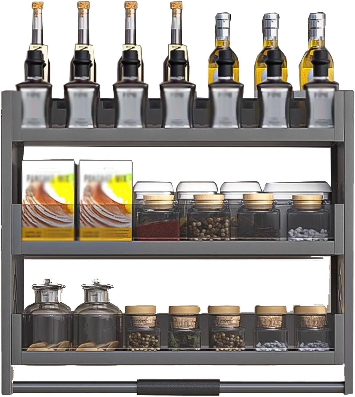 Pull Down Shelving System, Upper Kitchen Storage Shelf for Bar Cafe Home,Grey-800