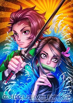 krefta DEMON SLAYER - TANJIRO and NEZUKO SIGNED ART PRINT - Japanese Anime Artwork Poster - Japan manga wall art - 11.7" x 16.5"