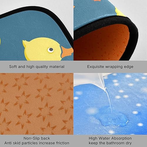 Miniatura 2 de Juego de 2 alfombras y tapetes de cocina de patitos alegres amarillos, antideslizantes, lavables, juego de 2 para cocina, hogar, decoración para