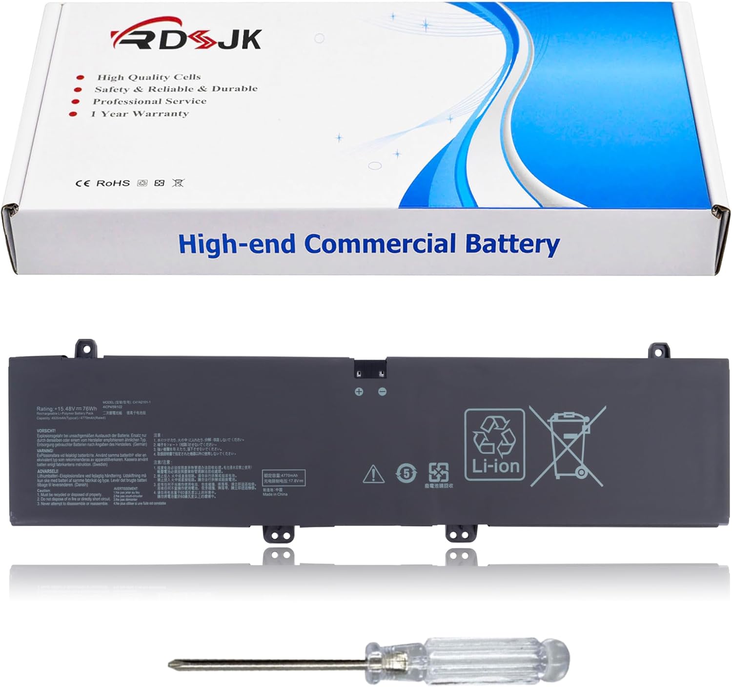 C41N2101-1 Laptop Battery for ASUS Zenbook Pro 14 Duo OLED UX8402 UX8402V UX8402VU UX8402VV UX8402Z UX8402ZA UX8402ZE Series 15.48V 76Wh 4920mAh(Not C41N2101)