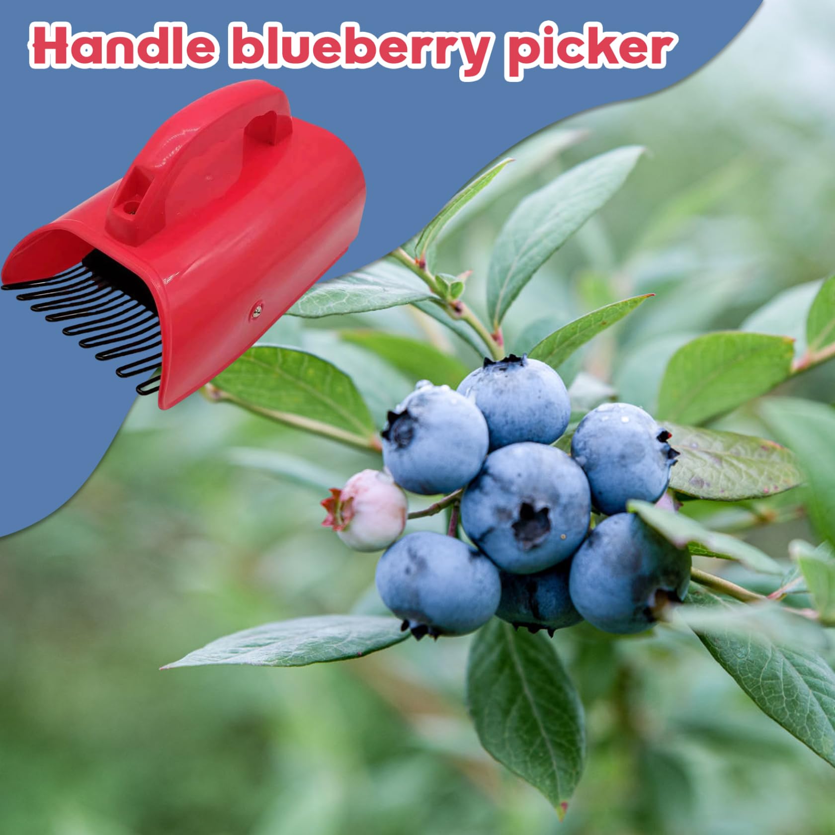 Metallic Berry Picker with Ergonomic Handle, Large Capacity Blueberry & Raspberry Picking Tool for Orchard, Garden & Farm.