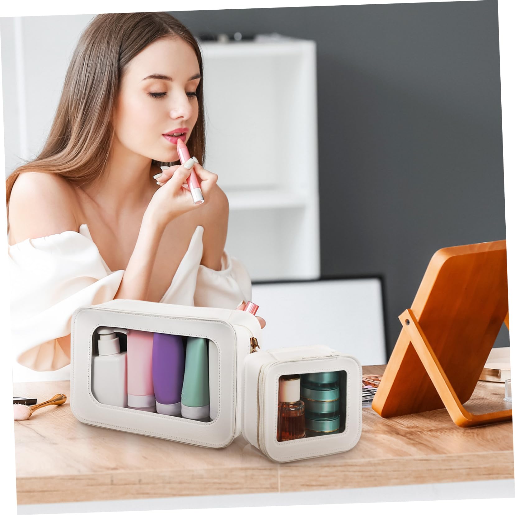 BESPORTBLE Borsa Porta Trucchi Trasparente in Pvc con Cerniera per Donna, Grande Capacità per Viaggio e Utilizzo Quotidiano