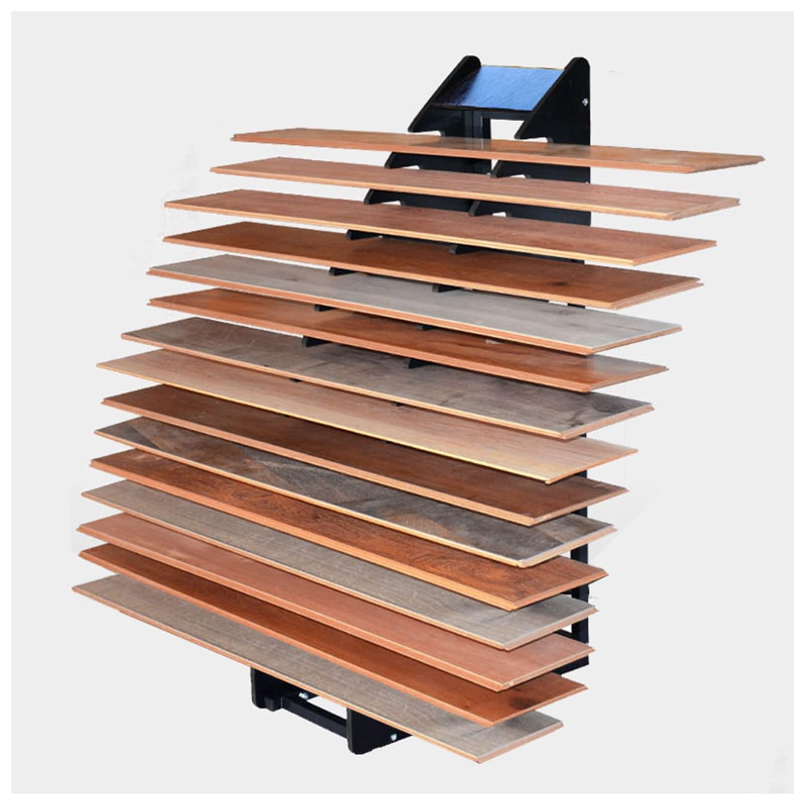 NQNFWCRJ Holds 15 Sample Tile Rack Large Black Wooden Floor Tile Display Stand Standing/Flat-Proof Floor Tile Display Rack with Billboard Positions