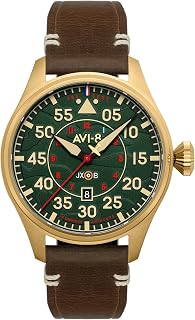 Mens 46mm Hawker Hurricane Clowes Automatic Pilot Watch with Genuine Leather Strap AV-4097
